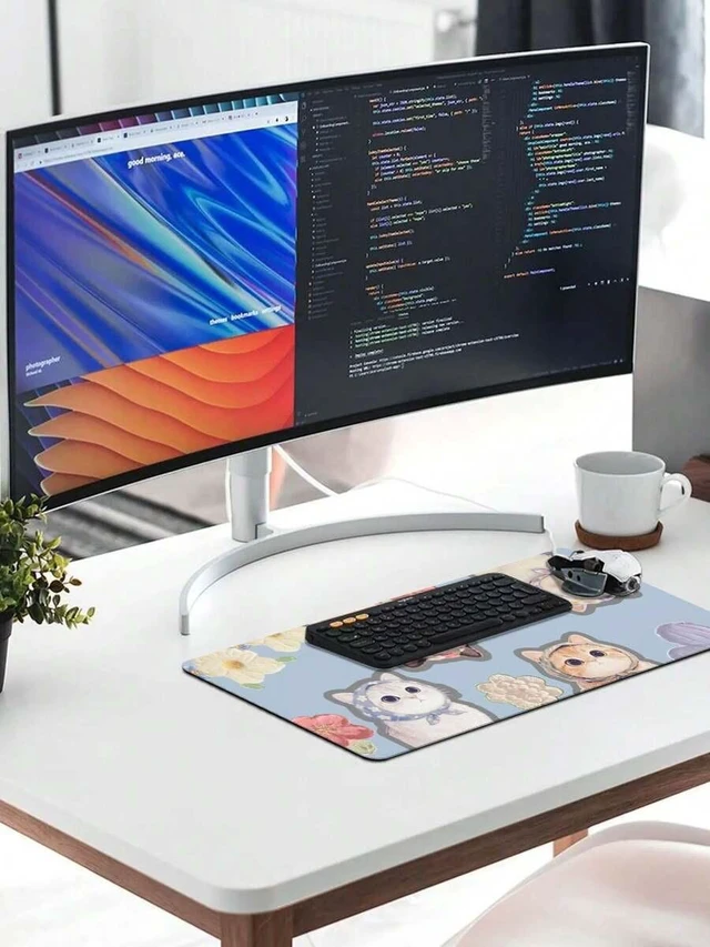 Alt view image 4 of 6 - Bks Large Extended Gaming Mouse Pad 35.43 x 15.75 Inch Non-Slip Rubber Base Polyester Fabric for Desk Keyboard and Laptop