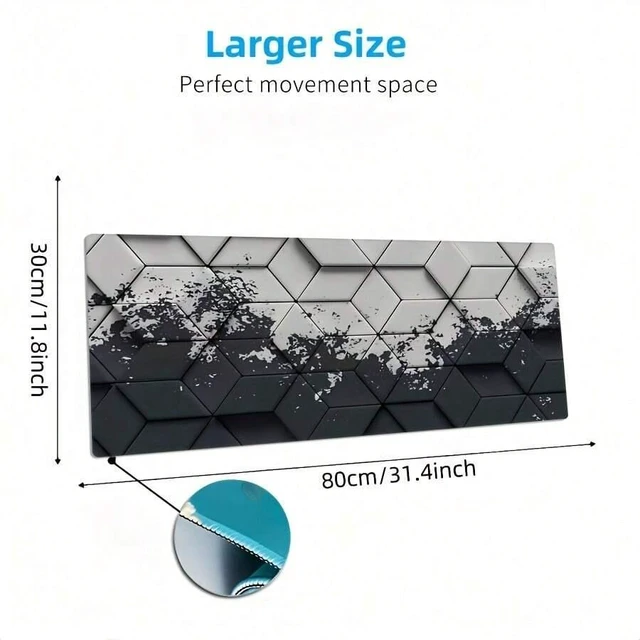 Main image of Bks Large Hexagonal Pattern Mouse Pad, Ultra-High-Definition Gaming, Extended Keyboard Mat With Rubber Non-Slip Base For Computer Accessories