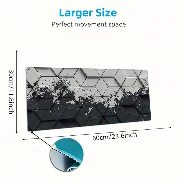 Alt view image 5 of 7 - Bks Large Hexagonal Pattern Mouse Pad, Ultra-High-Definition Gaming, Extended Keyboard Mat With Rubber Non-Slip Base For Computer Accessories