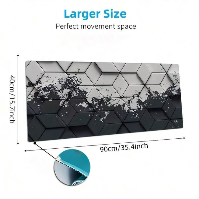 Alt view image 6 of 7 - Bks Large Hexagonal Pattern Mouse Pad, Ultra-High-Definition Gaming, Extended Keyboard Mat With Rubber Non-Slip Base For Computer Accessories