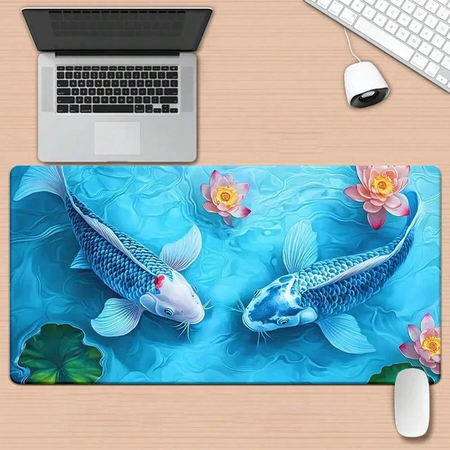 Alt view image 3 of 7 - Bks Extra Large Gaming Mouse Pad 23.6x11.8 Inch High Definition Koi Fish Print Desk Mat Rubber Surface for PC Office