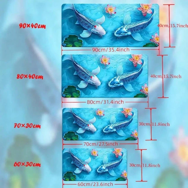 Alt view image 5 of 7 - Bks Extra Large Gaming Mouse Pad 23.6x11.8 Inch High Definition Koi Fish Print Desk Mat Rubber Surface for PC Office