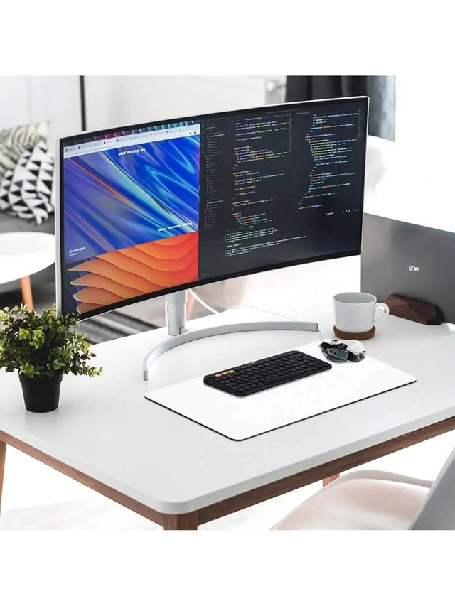 Alt view image 4 of 6 - Bks Large Green Plants Anime Cat Desk Mat, XXL Gaming Mouse Pad with Moonlight Fireflies Design for Laptop Keyboard