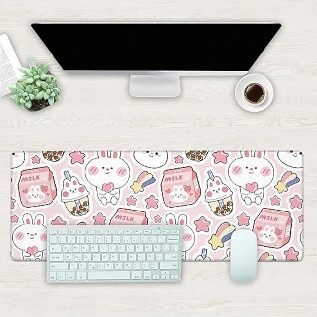 Alt view image 3 of 6 - Bks Desk Mat, Mountains At Sunset Extended Gaming Mouse Pad Large, 31.5x11.8 Big Mouse Pad With Non-Slip Base And Stitched Edge, Long Computer Keyboard Mouse Mat For Home Office Work