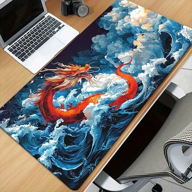 Alt view image 4 of 7 - Bks Large Ocean Wave Printed Gaming Mouse Pad, Rubber Desk Mat for PC Computer Office Gamer