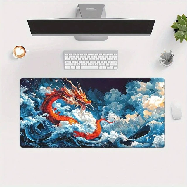 Alt view image 5 of 7 - Bks Large Ocean Wave Printed Gaming Mouse Pad, Rubber Desk Mat for PC Computer Office Gamer