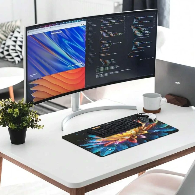 Alt view image 2 of 6 - Bks Gaming Mouse Pad Large Desk Mat 31.5x15.75 Inch Non-Slip Rubber Base Smooth Surface for Office and Gaming