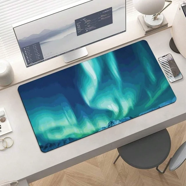 Main image of Bks Gaming Northern Lights Mouse Pad 24x12 Large Desk Mat With Non-Slip Rubber & Smooth Surface Foldable Desk Pad For Keyboard And Mouse Laptop Computer Mousepad For Office Home Remote Work