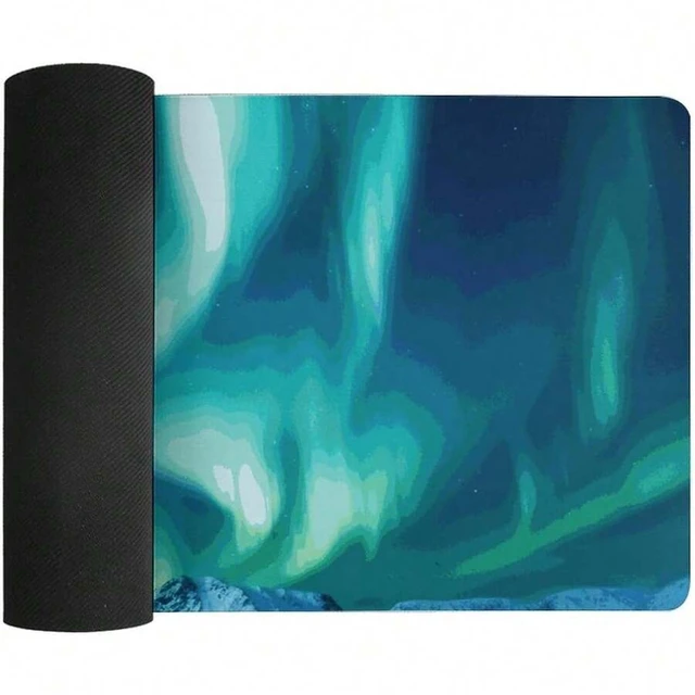 Alt view image 4 of 7 - Bks Gaming Northern Lights Mouse Pad 24x12 Large Desk Mat With Non-Slip Rubber & Smooth Surface Foldable Desk Pad For Keyboard And Mouse Laptop Computer Mousepad For Office Home Remote Work