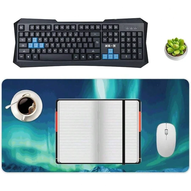 Alt view image 5 of 7 - Bks Gaming Northern Lights Mouse Pad 24x12 Large Desk Mat With Non-Slip Rubber & Smooth Surface Foldable Desk Pad For Keyboard And Mouse Laptop Computer Mousepad For Office Home Remote Work