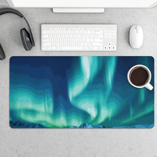 Alt view image 6 of 7 - Bks Gaming Northern Lights Mouse Pad 24x12 Large Desk Mat With Non-Slip Rubber & Smooth Surface Foldable Desk Pad For Keyboard And Mouse Laptop Computer Mousepad For Office Home Remote Work