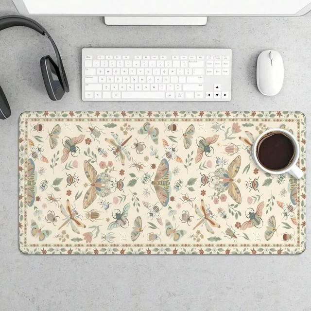 Main image of Bks Beige XL Gaming Mouse Pad & Keyboard Mat 15.75x31.5in, Non-Slip Desk Protector, Stylish Home Office Decor