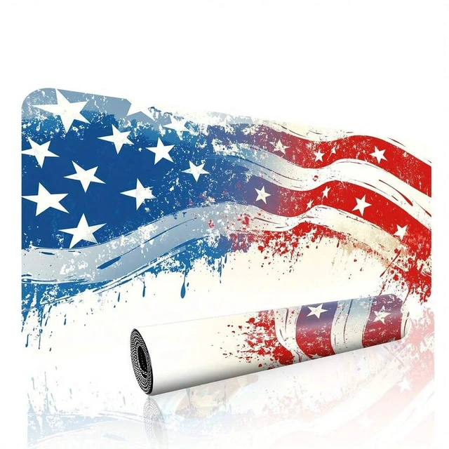 Alt view image 2 of 7 - Bks Extended Mouse Pad With American Flag Design - Non-Slip Rubber Base, Ultra-Smooth Surface For Gaming Office Desk - Keyboard And Mouse Mat Compatible With PC Laptop Workspace Decor