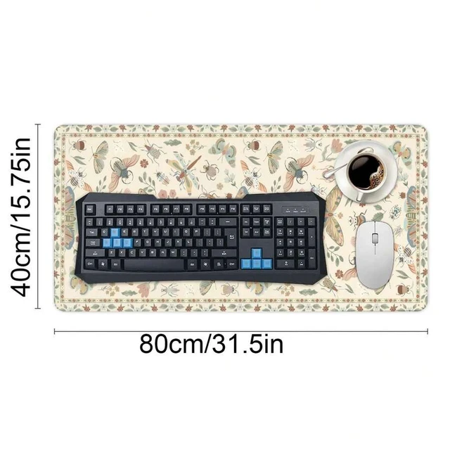 Alt view image 4 of 6 - Bks Beige XL Gaming Mouse Pad & Keyboard Mat 15.75x31.5in, Non-Slip Desk Protector, Stylish Home Office Decor