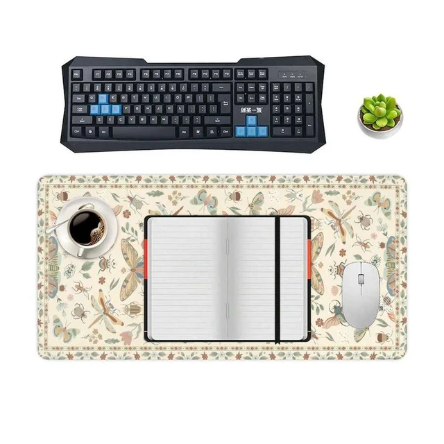 Alt view image 6 of 6 - Bks Beige XL Gaming Mouse Pad & Keyboard Mat 15.75x31.5in, Non-Slip Desk Protector, Stylish Home Office Decor