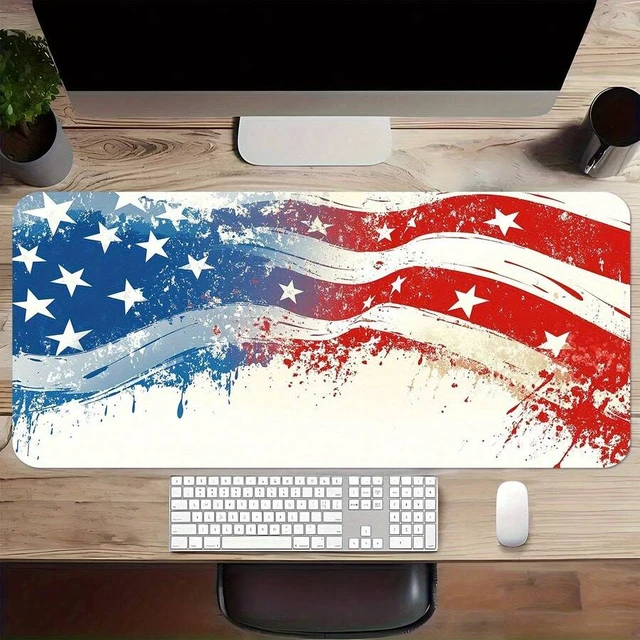 Alt view image 6 of 7 - Bks Extended Mouse Pad With American Flag Design - Non-Slip Rubber Base, Ultra-Smooth Surface For Gaming Office Desk - Keyboard And Mouse Mat Compatible With PC Laptop Workspace Decor