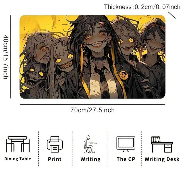 Alt view image 2 of 7 - Bks Large Gaming Mouse Pad With Evil Girl Group Design Non-Slip Waterproof Rubber Base Desk PC Accessories Durable Office Laptop Desktop Keyboard Pad Unique Gamers