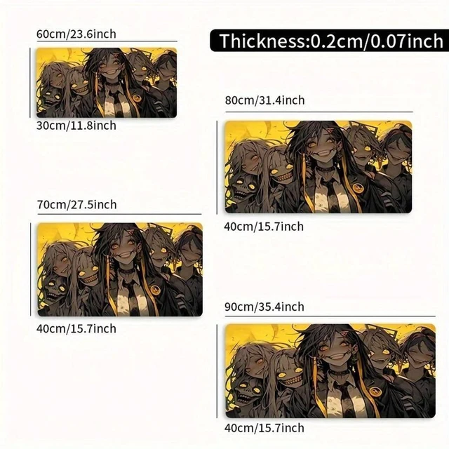 Alt view image 4 of 7 - Bks Large Gaming Mouse Pad With Evil Girl Group Design Non-Slip Waterproof Rubber Base Desk PC Accessories Durable Office Laptop Desktop Keyboard Pad Unique Gamers