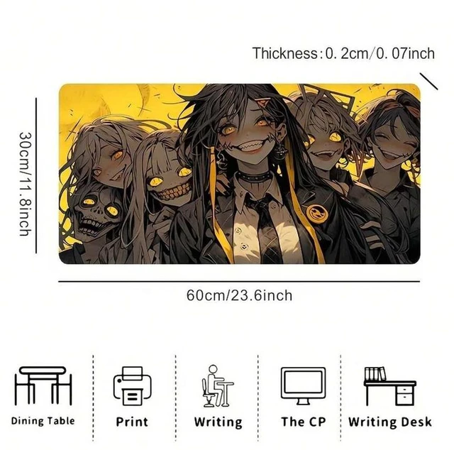 Alt view image 5 of 7 - Bks Large Gaming Mouse Pad With Evil Girl Group Design Non-Slip Waterproof Rubber Base Desk PC Accessories Durable Office Laptop Desktop Keyboard Pad Unique Gamers