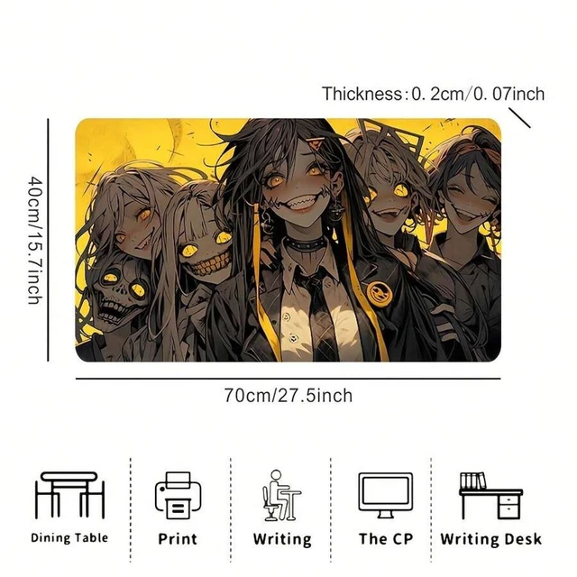 Alt view image 6 of 7 - Bks Large Gaming Mouse Pad With Evil Girl Group Design Non-Slip Waterproof Rubber Base Desk Mat Durable Office Laptop Desktop Keyboard Mat Unique Gift For Gamers