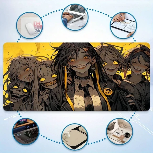 Alt view image 7 of 7 - Bks Large Gaming Mouse Pad With Evil Girl Group Design Non-Slip Waterproof Rubber Base Desk Mat Durable Office Laptop Desktop Keyboard Mat Unique Gift For Gamers