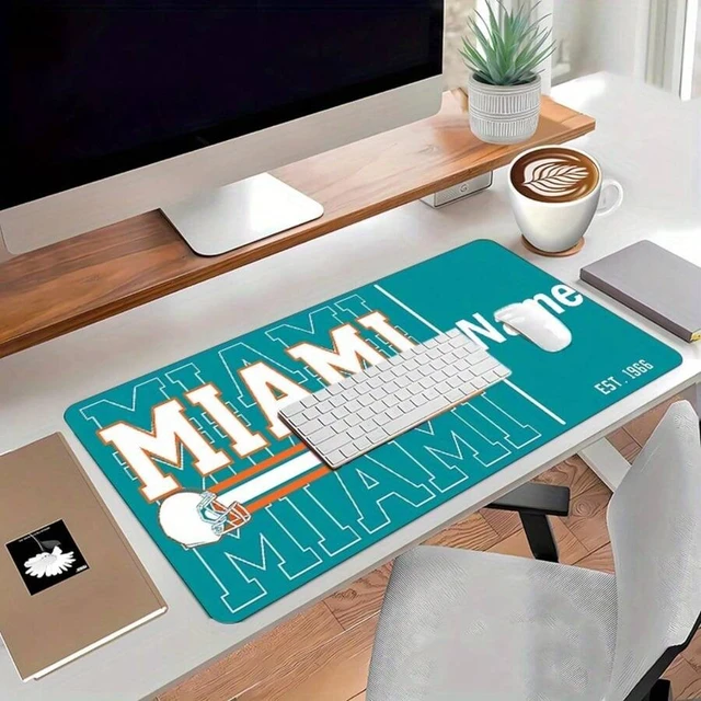 Alt view image 3 of 7 - Bks 60cm x 35cm Miami Football Themed Mouse Pad Non-Slip Rubber Desk Mat High-Quality Printing for Gamers Home Office