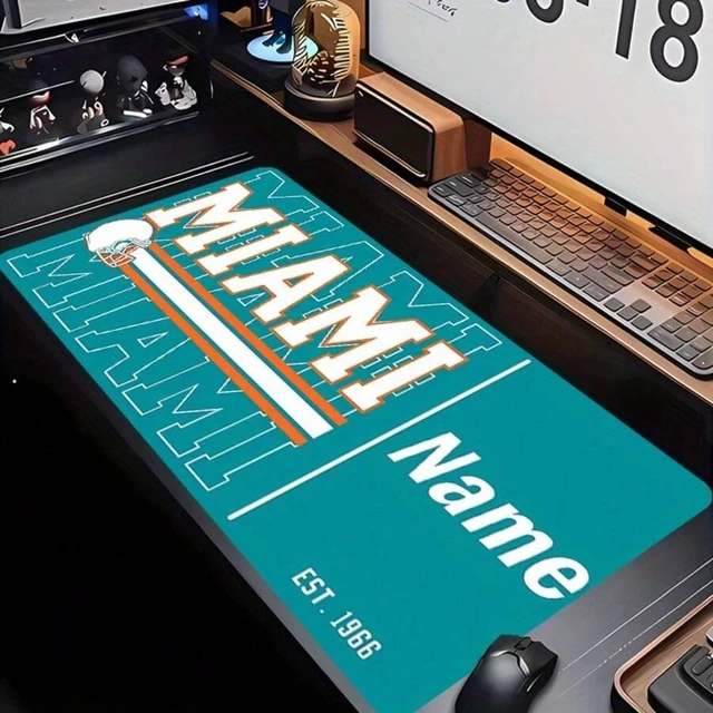 Alt view image 5 of 7 - Bks 60cm x 35cm Miami Football Themed Mouse Pad Non-Slip Rubber Desk Mat High-Quality Printing for Gamers Home Office
