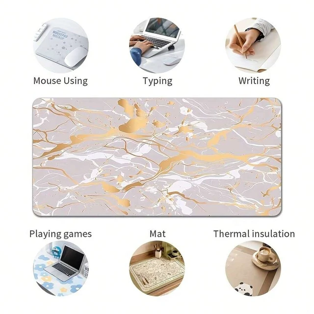 Alt view image 3 of 7 - Bks Oversized Large Mouse Pad Non-Slip Rubber Base High-Definition Marble Print Pattern Durable Stitched Edges for Home Office Gaming Desktop Accessory
