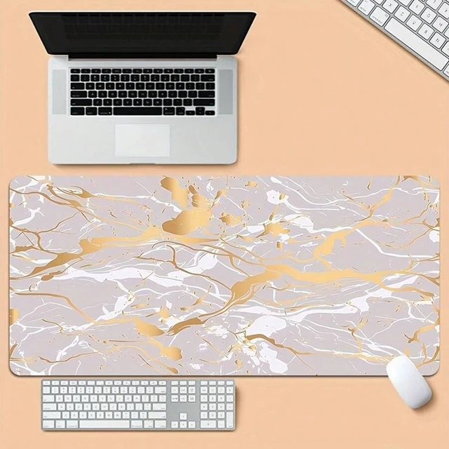 Alt view image 6 of 7 - Bks Oversized Large Mouse Pad Non-Slip Rubber Base High-Definition Marble Print Pattern Durable Stitched Edges for Home Office Gaming Desktop Accessory
