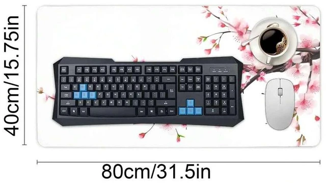 Alt view image 4 of 6 - Bks Extended XL Mouse Pad White Cherry Blossom Design Non-Slip Gaming Desk Mat for Computer Laptop
