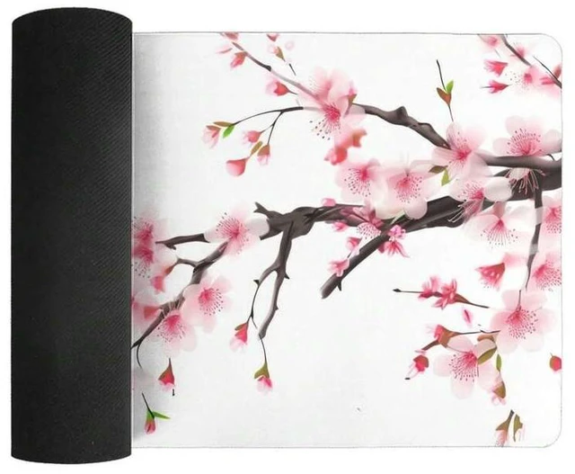 Alt view image 5 of 6 - Bks Extended XL Mouse Pad White Cherry Blossom Design Non-Slip Gaming Desk Mat for Computer Laptop