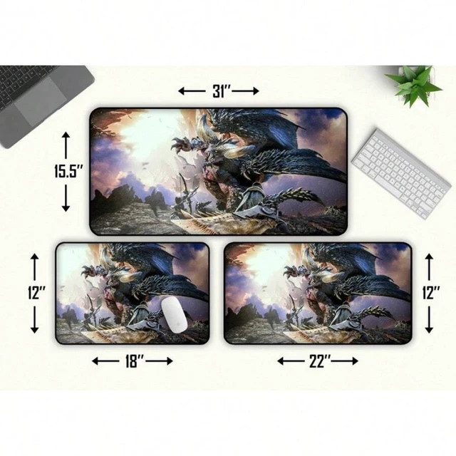 Alt view image 4 of 7 - Bks 15.75x35.43 Inch XL Gaming Desk Mat Mouse Pad Large Keyboard Mat Polyester Rubber 35.43in