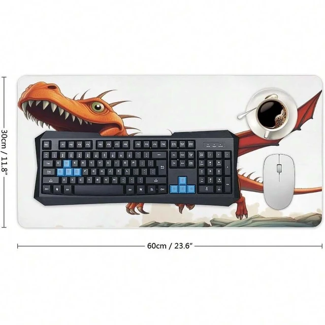 Alt view image 3 of 7 - Bks Large Gaming Mouse Pad 24x12 Inch Pterodactyl Dinosaur Design Non-Slip Rubber Base Smooth Surface for Keyboard Laptop Office Home