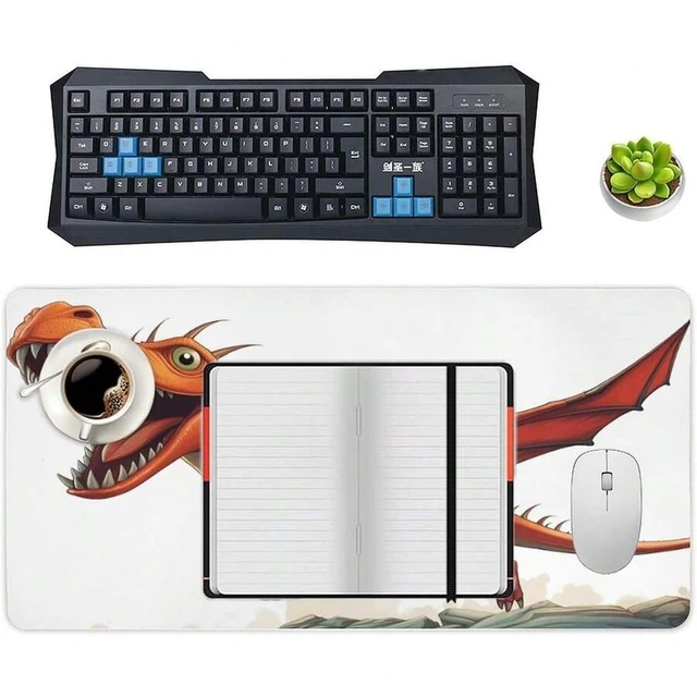 Alt view image 5 of 7 - Bks Large Gaming Mouse Pad 24x12 Inch Pterodactyl Dinosaur Design Non-Slip Rubber Base Smooth Surface for Keyboard Laptop Office Home