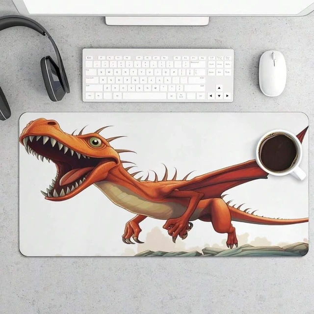 Alt view image 6 of 7 - Bks Large Gaming Mouse Pad 24x12 Inch Pterodactyl Dinosaur Design Non-Slip Rubber Base Smooth Surface for Keyboard Laptop Office Home