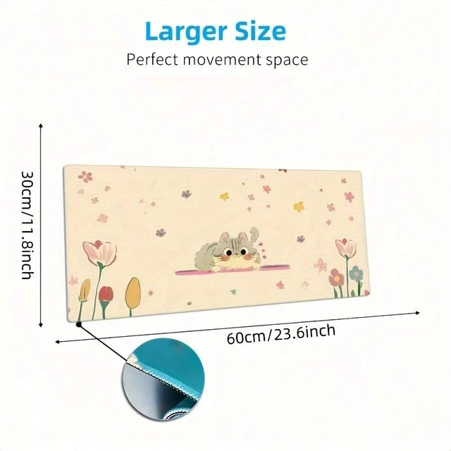 Alt view image 2 of 7 - Bks Large Cute Lover Pattern Mouse Pad, High-Definition Desk Mat With Stitched Edges, Non-Slip Rubber Base, Extended Gaming Keyboard Pad
