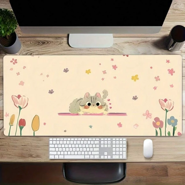 Alt view image 7 of 7 - Bks Large Cute Lover Pattern Mouse Pad, High-Definition Desk Mat With Stitched Edges, Non-Slip Rubber Base, Extended Gaming Keyboard Pad