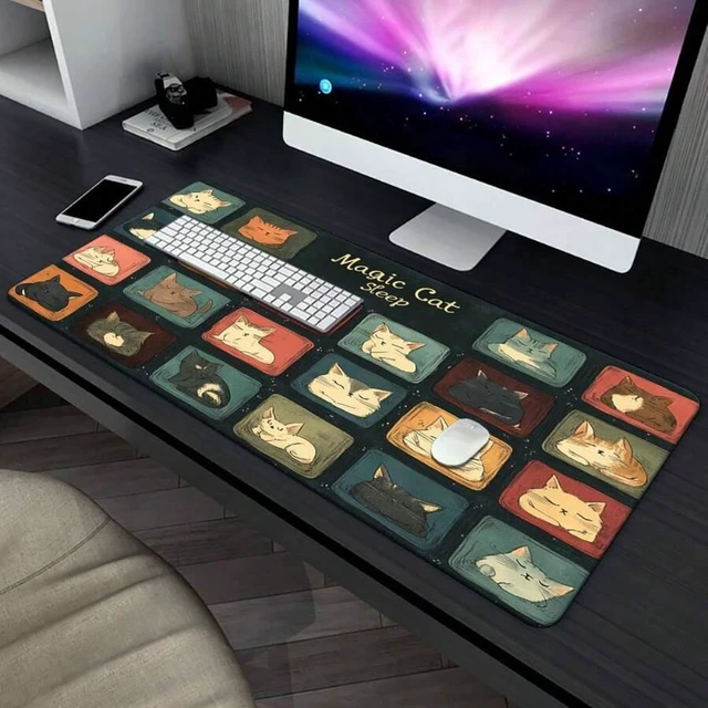 Alt view image 7 of 7 - Bks XXL Gaming Desk Pad with Square Pattern - Durable Rubber Mouse Mat for PC Setup, Office Computer, Fantasy Design
