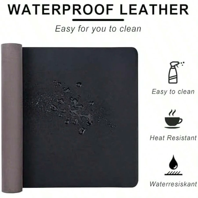 Alt view image 2 of 7 - Bks Leather Desk Pad Protector Non-Slip Large Mouse Mat Easy Clean PU Leather Office Home Decor Black 23.6 X 13.7 Inches