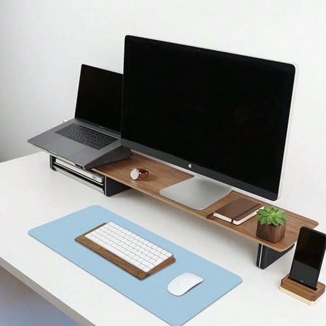 Alt view image 5 of 7 - Bks Leather Desk Pad Protector Non-Slip Large Mouse Mat Easy Clean PU Leather Office Home Decor Black 23.6 X 13.7 Inches
