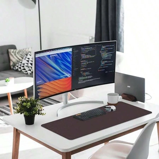 Alt view image 6 of 7 - Bks Leather Desk Pad Protector Non-Slip Large Mouse Mat Easy Clean PU Leather Office Home Decor Black 23.6 X 13.7 Inches