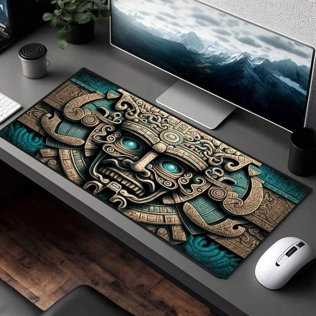 Alt view image 3 of 7 - Bks Mayan XL Gaming Mouse Pad 12x22 Inch Fantasy Desk Mat XXL Extra Large Track Keyboard Pad