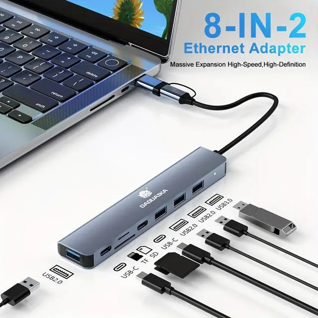 Main image of USB 3.0 Type C Adapter Docking Station USB 2.0 Port TF SD Card Reader Audio Output Multi-Interface Splitter for MacBook Pro Computer