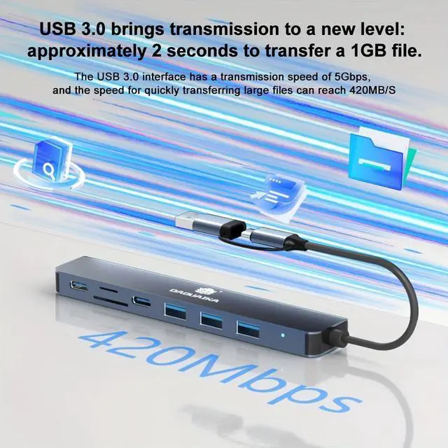 Alt view image 3 of 7 - USB 3.0 Type C Adapter Docking Station USB 2.0 Port TF SD Card Reader Audio Output Multi-Interface Splitter for MacBook Pro Computer