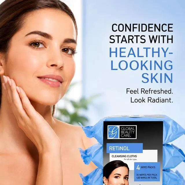 Alt view image 3 of 7 - Retinol Makeup Remover Wipes with Collagen Renewing Support - Facial Cleansing Cloths, Remove Waterproof Mascara, Oil & Dirt, Texture Smoothing, All Skin Types, 120 Count (4-Pack)