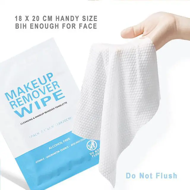 Alt view image 2 of 7 - 50 Pack Individual Makeup Remover Wipes, Individually Wrapped Face Cleansing Wipes, Travel Makeup Remover Cloth for Travel, Hotel Skin Care(Blue)