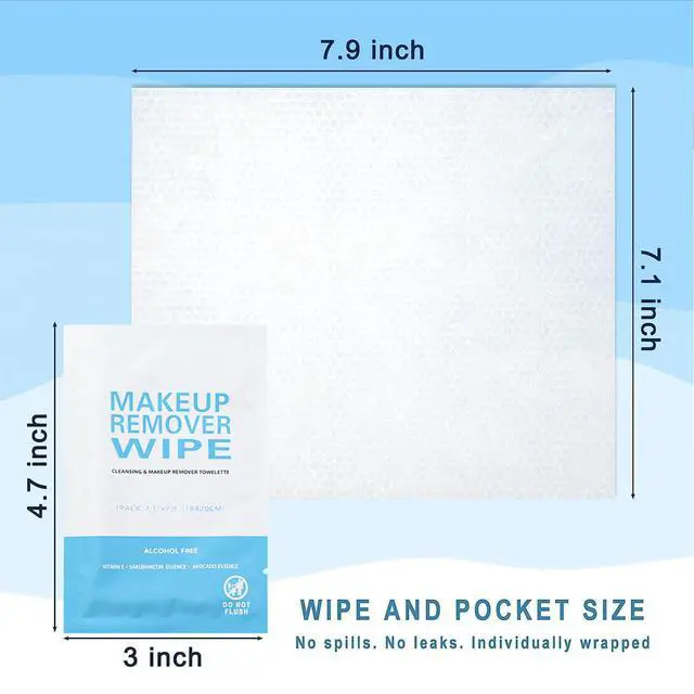 Alt view image 6 of 7 - 50 Pack Individual Makeup Remover Wipes, Individually Wrapped Face Cleansing Wipes, Travel Makeup Remover Cloth for Travel, Hotel Skin Care(Blue)