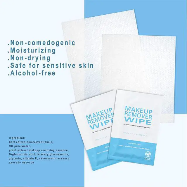 Alt view image 3 of 7 - 50 Pack Individual Makeup Remover Wipes, Individually Wrapped Face Cleansing Wipes, Travel Makeup Remover Cloth for Travel, Hotel Skin Care(Blue)
