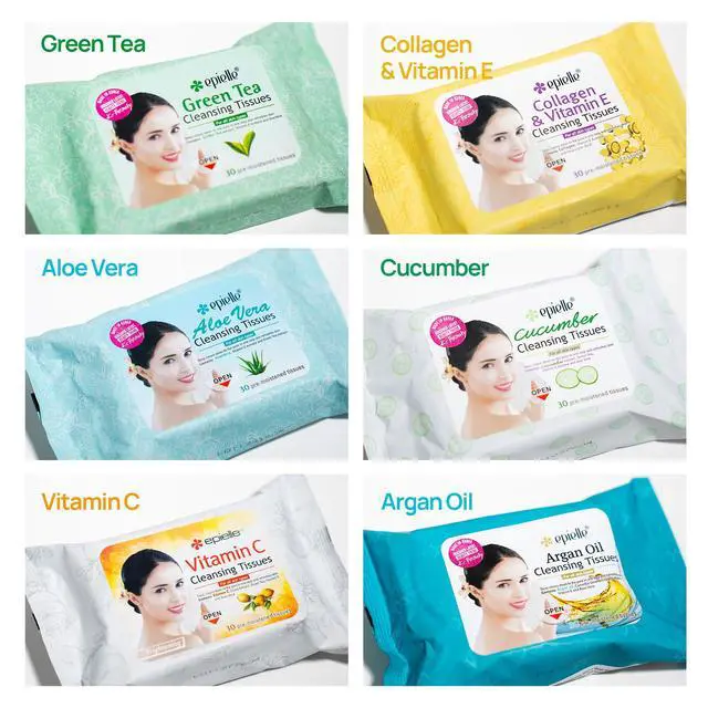 Alt view image 5 of 7 - Makeup Remover Wipes, Remove Waterproof Mascara, Gentle Daily Facial Cleanser Towelettes with Vitamin C, Aloe Vera & Collagen, Stocking Stuffers, 30 Count (Pack of 6)