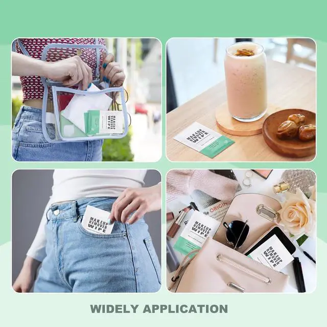 Alt view image 5 of 7 - 50 pcs Makeup Remover Wipes Individually Wrapped Makeup Wipes Bulk Face Cleansing Wipe, Travel Towelette Makeup Remover Cloth for Face Cleansing Skin Care Remove Makeup(Green)